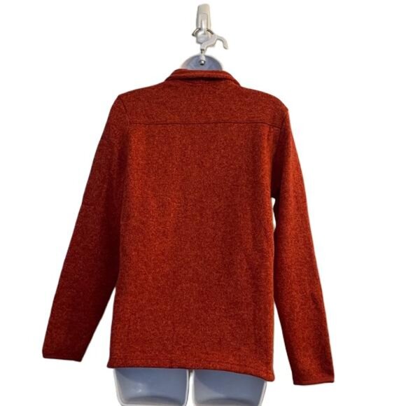 Orvis Women S Orange Fleece Quarter Zip Pullover Sweater - Picture 5 of 6
